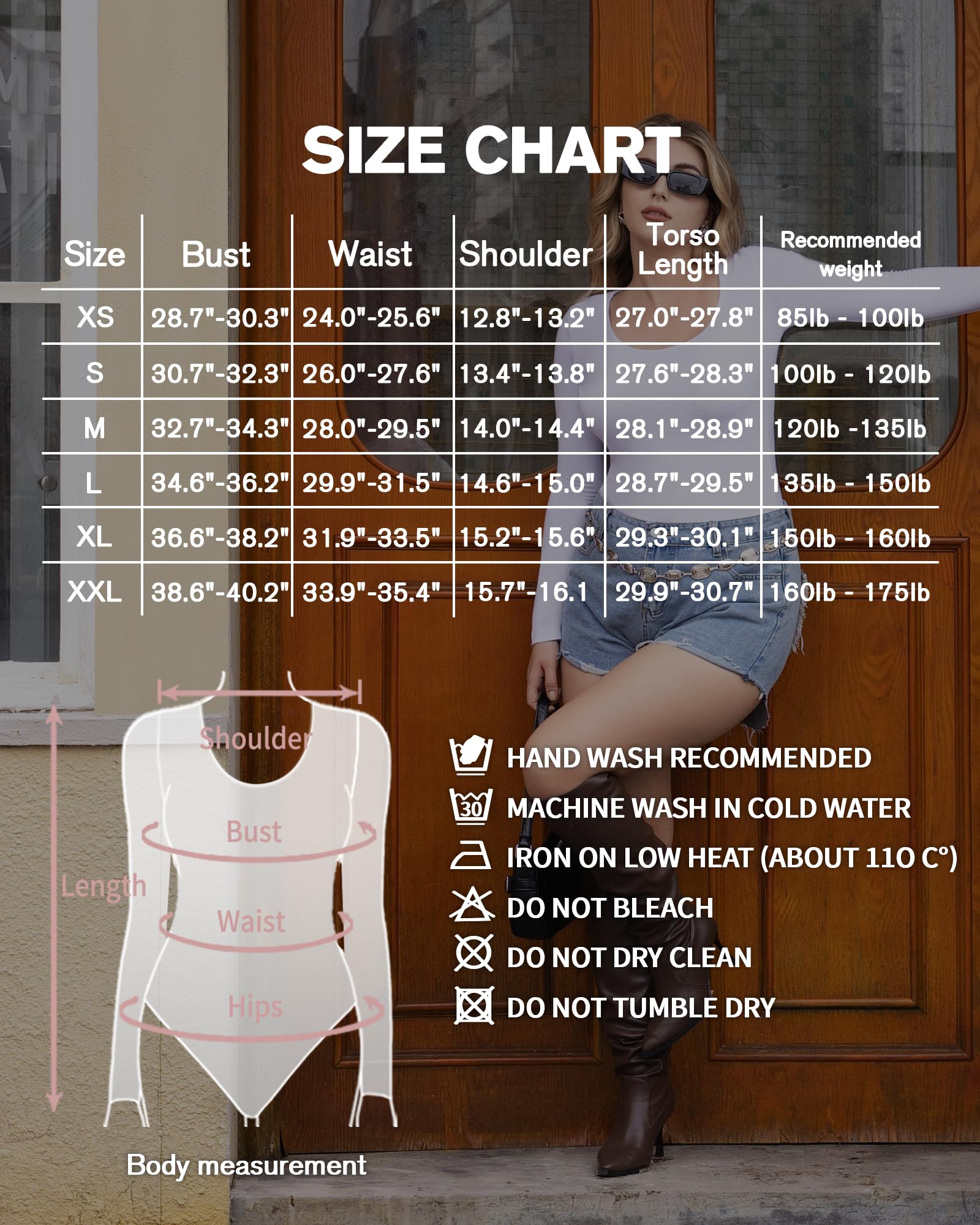 MANGOPOP Long Sleeve Bodysuits for Women Scoop Neck Ribbed Body Suit Stretchy Basic T Shirt Tops